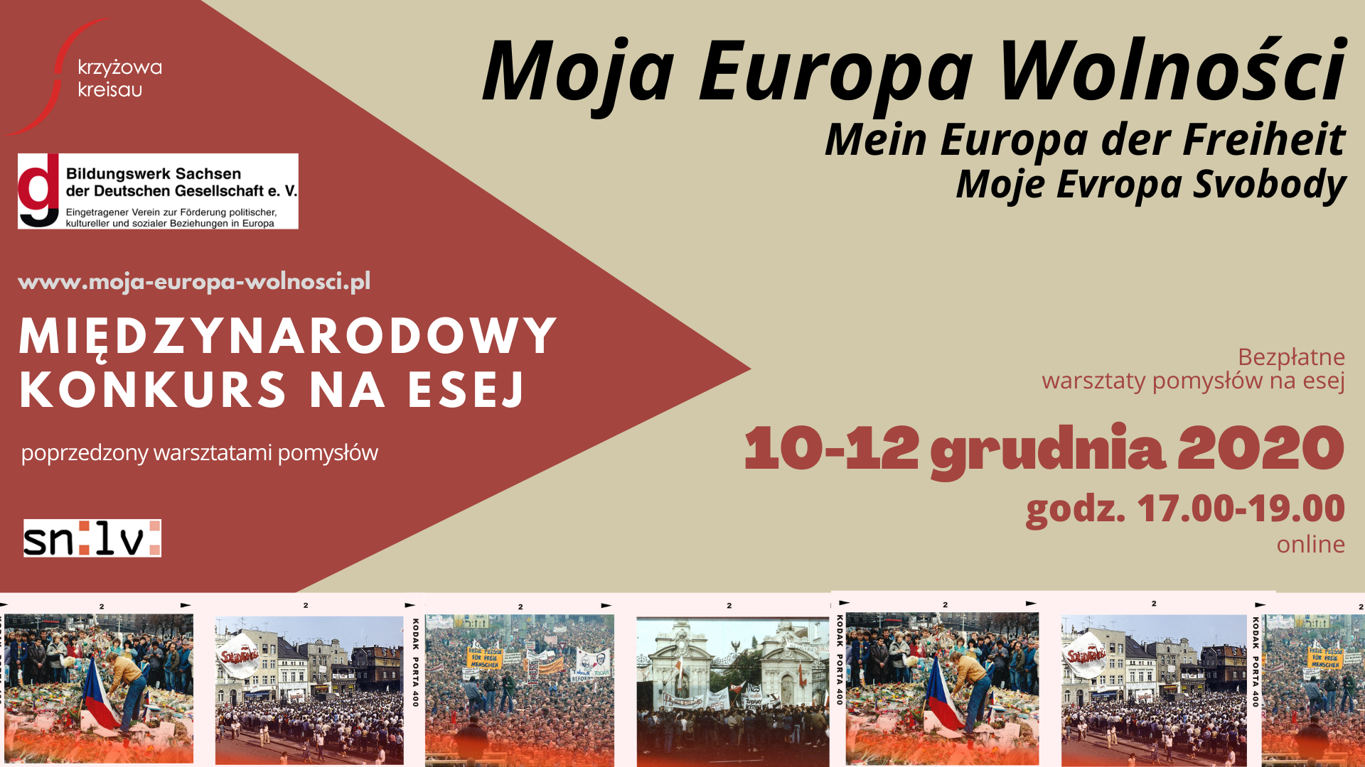 My Europe of Freedom. International Essay Competition. Online ideas workshop - 10-12.12.2020